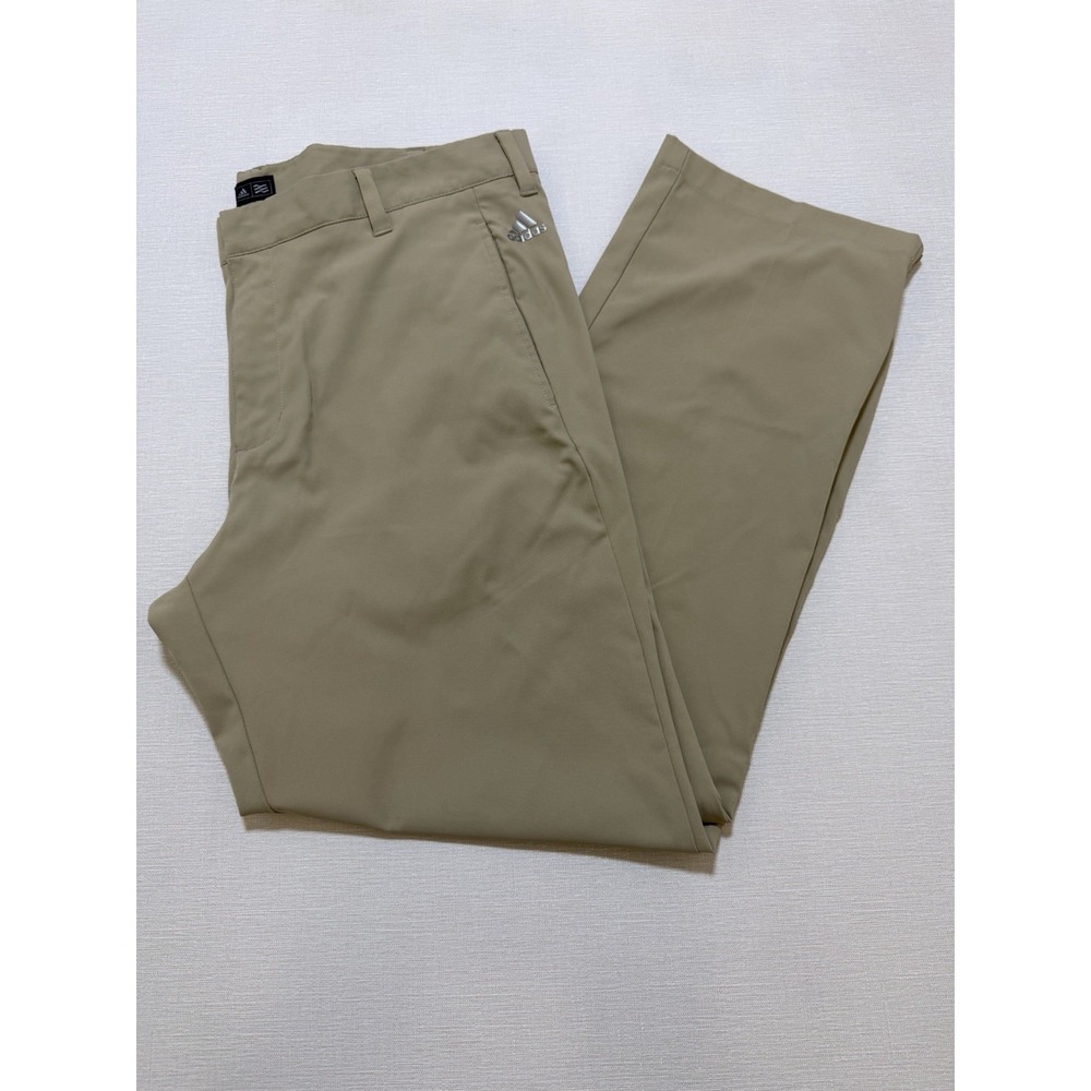 Adidas Men's Golf Flat Front Performance Pants Beige Khaki Tan Sz 36x30 B82628